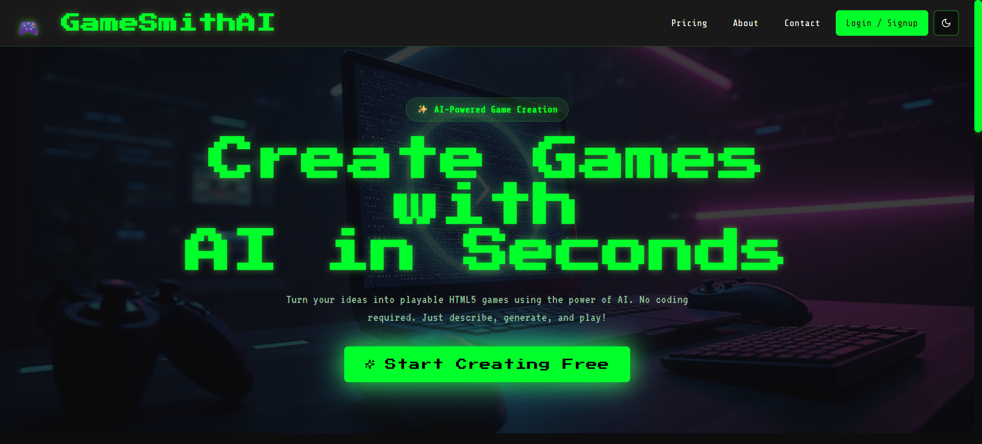 GameSmithAI AI Game Creation Dashboard